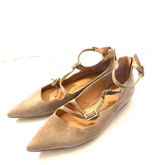 Sigerson Morrison | Pulie Pointy Suede Buckle Flat Blush - 7M Womens - Picture 6 of 14